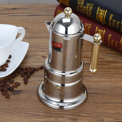 Italian Moka Pot Household Mocha Coffee Machine Stainless Steel Commercial Espresso Coffee Maker LUXLIFE BRANDS