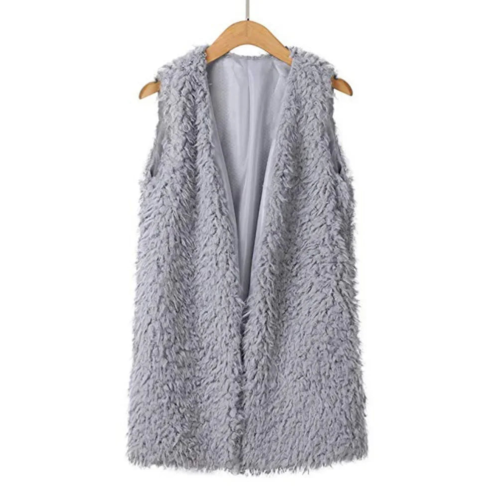 Winter Warm Faux Fur For Women Fashion Slim Fur Vest Female Light Long Coat Abrigo Mujer Furry Vest Fake Fur Comfort Bontjas LUXLIFE BRANDS