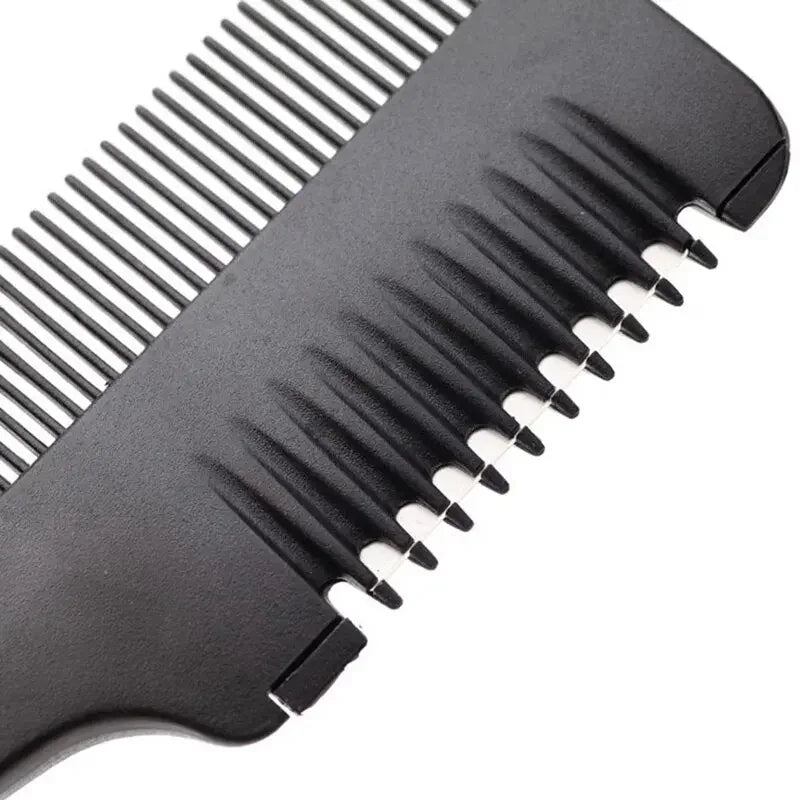Brainbow 1pc Hair Cutting Comb Black Handle Hair Brushes with Razor Blades Cutting Thinning Trimmin Hair Salon DIY Styling Tools