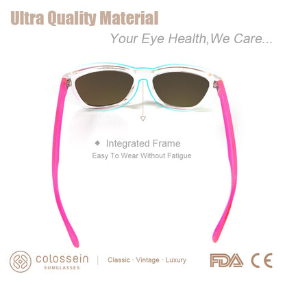 COLOSSEIN Sunglasses For Women Gradient Colorful Lens Glasses Classic Retro Eyewear Transparent Frame UV400 Sunglasses Men