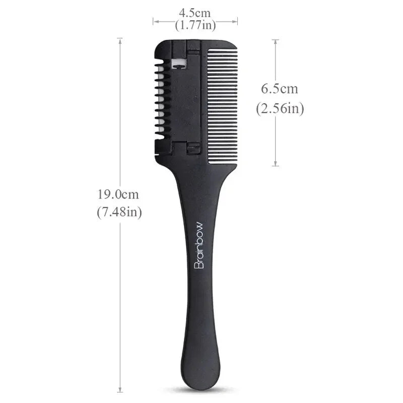 Brainbow 1pc Hair Cutting Comb Black Handle Hair Brushes with Razor Blades Cutting Thinning Trimmin Hair Salon DIY Styling Tools