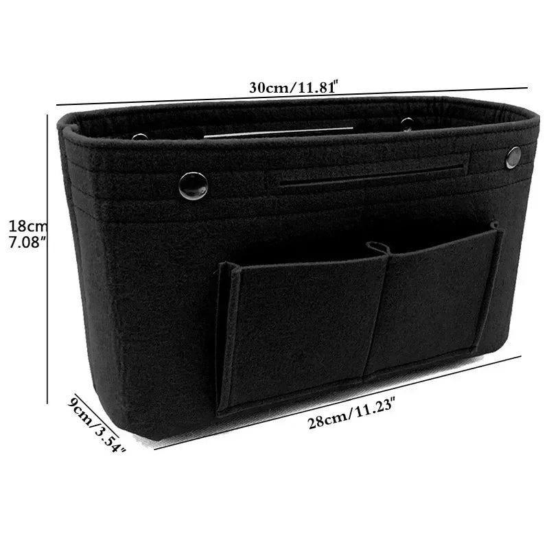 Makeup Storage Organizer,Felt Cloth Insert Cosmetic Bag Multi-pockets Fits in Handbag Cosmetic Toiletry Bag for Travel Organizer LUXLIFE BRANDS