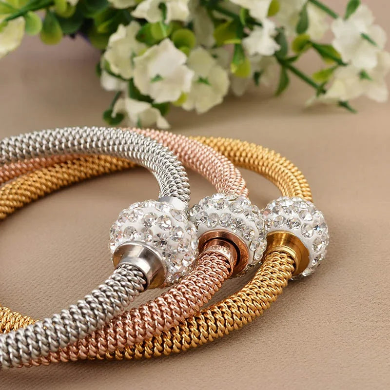 Fashion High Quality Charm Chic Valentine Gift Jewelry Stainless Steel Gold Women Distort Bracelets & Bangles LUXLIFE BRANDS