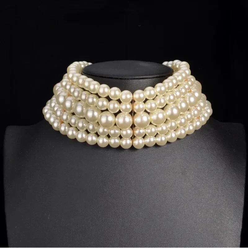 Pearl Necklace & Pendant Multi Layer Torques African Necklace Sets Dubai Wedding Bridal Jewelry Luxury Women Fashion Collar LUXLIFE BRANDS