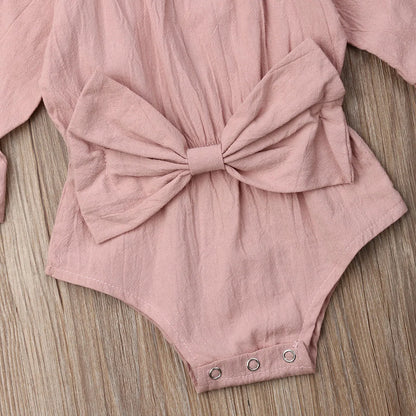 Newborn Infant Baby Girls Rompers Long Sleeve Bowknot Jumpsuit Playsuit Autumn Spring Baby Girls Costumes Clothes LUXLIFE BRANDS