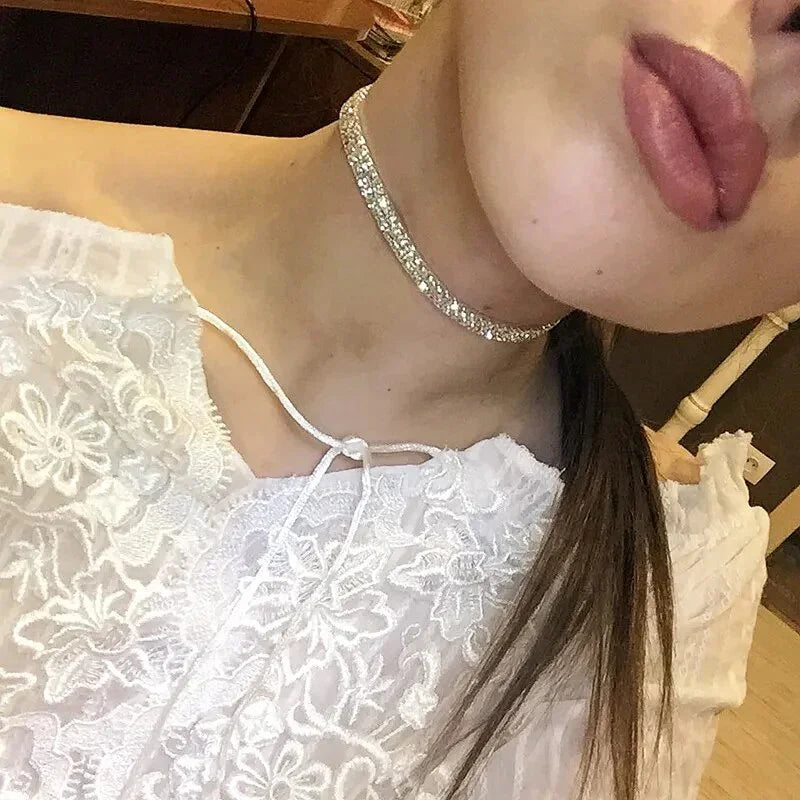 New Designed Luxury Jewelry For Women Bridal Wedding Party Prom Stretch Rhinestone Crystal Choker Necklace Elastic Cord Elegant LUXLIFE BRANDS