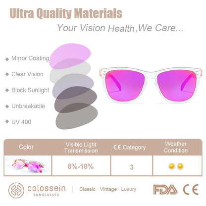 COLOSSEIN Sunglasses For Women Gradient Colorful Lens Glasses Classic Retro Eyewear Transparent Frame UV400 Sunglasses Men