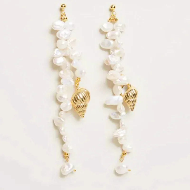 Boho Fashion Gold-Color Shell Necklace Natural Pearl Handmade Beautiful Necklace Women Baroque Jewelry Charm Statement Best Gift