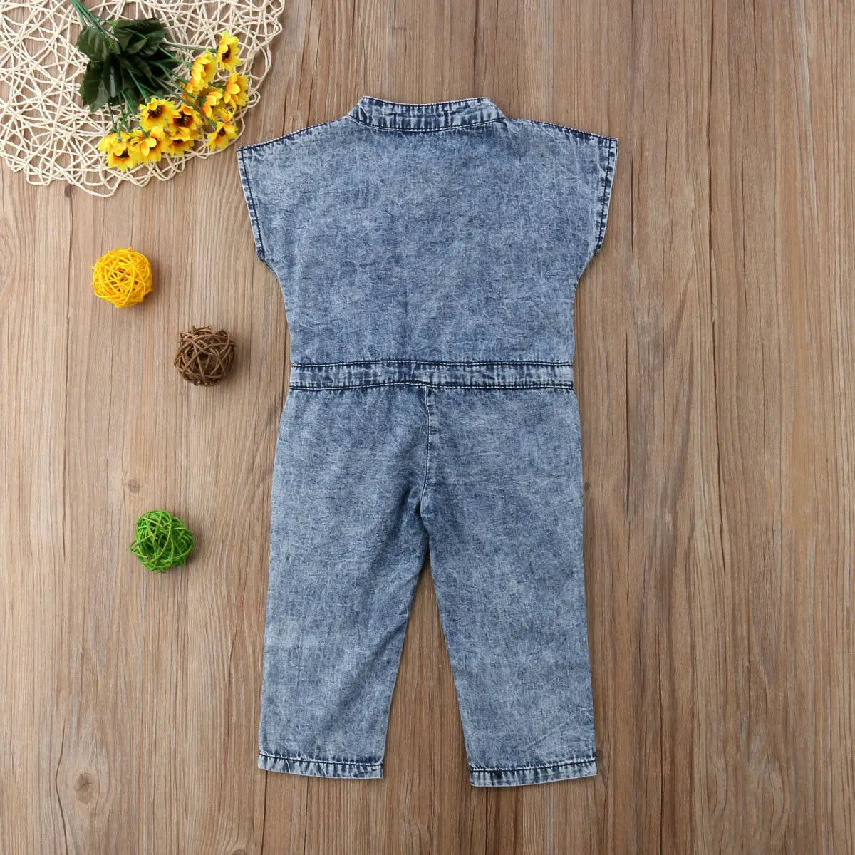 Summer Toddler Kids Baby Girl Clothing Denim Sleeveless Romper Jumpsuit Playsuit Long Pants Outfits 1-6T