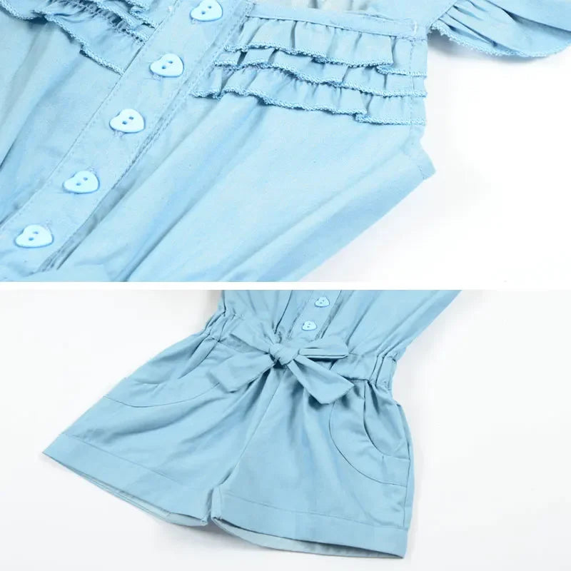 Summer Clothes Sets Toddler Girls Dresses Kids Overall Sleeveless Romper Jumpsuit Playsuit Dress Clothes Size 2-8Y LUXLIFE BRANDS