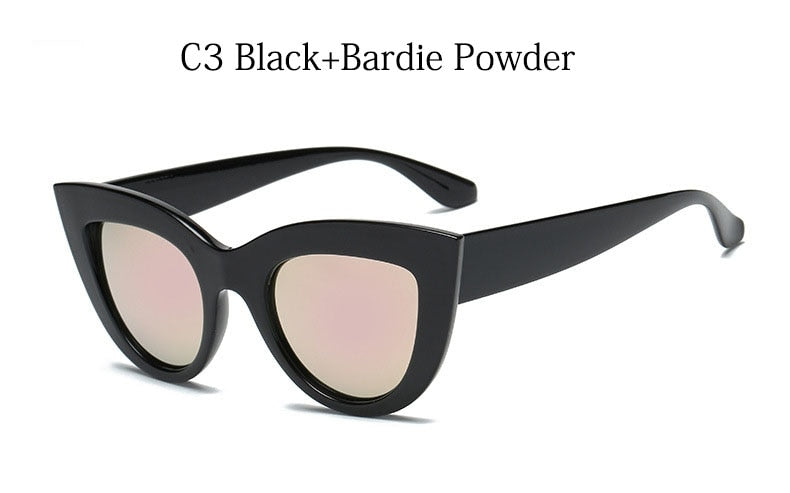 Retro Cat Eye Sunglasses Women Brand Designer Ladies Fashion Barbie Powder Mirror Lens Cateye Sun Glasses For Female UV400