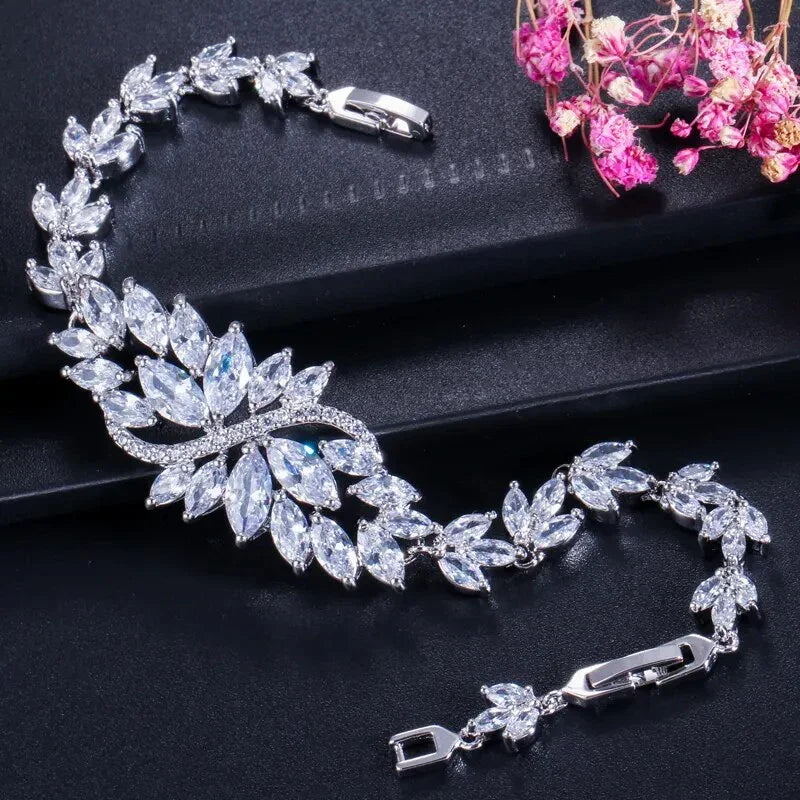 CWWZircons 6 Colors Choice Luxury Women Party Evening Jewelry Big Green Crystal Bridal Wedding Bracelet Bangle for Women CB194 LUXLIFE BRANDS