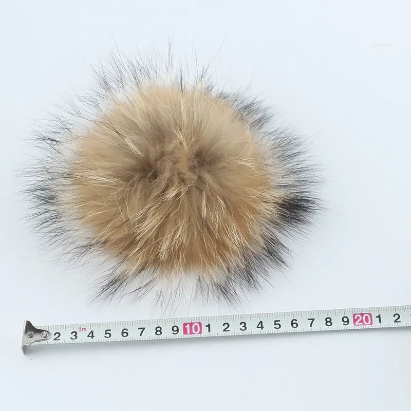 Big Fur Pom pom Beanie Hat Parent Kids Warm Knitted Winter Hats Baby Girls Boys Real Raccoon Fur pompom Beanies Cap LUXLIFE BRANDS