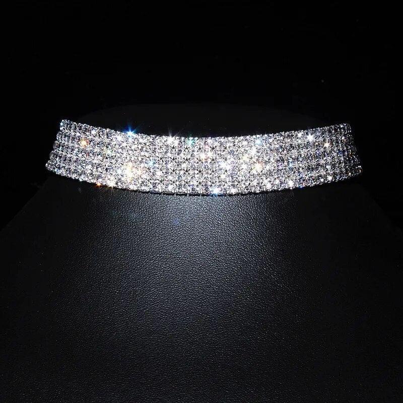 New Designed Luxury Jewelry For Women Bridal Wedding Party Prom Stretch Rhinestone Crystal Choker Necklace Elastic Cord Elegant LUXLIFE BRANDS