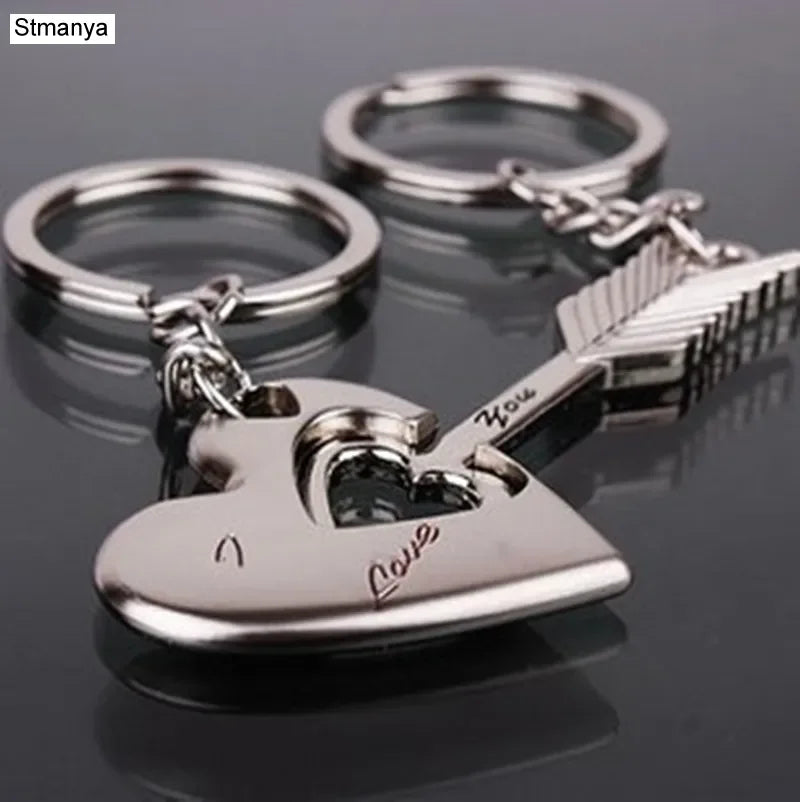 New Trendy Hot Sale one Pair Key Chain Alloy Arrow Bow Love Keyrings Key Chains Lovers Ring Couples keychain for Gift 17343 LUXLIFE BRANDS