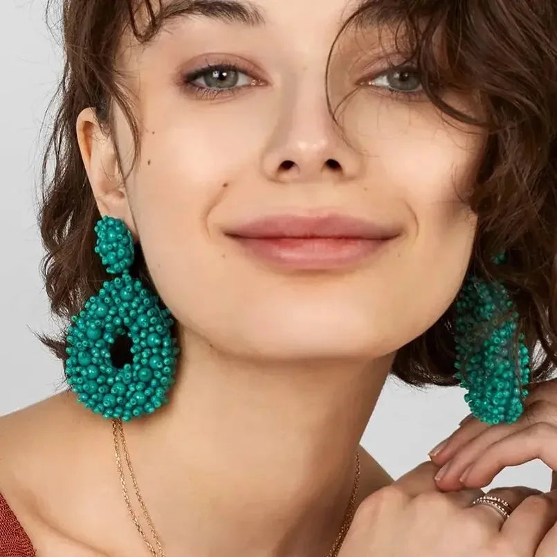 MANILAI Boho Fashion Beads Drop Earrings For Women Handmade Beaded Dangle Statement Earring Jewelry Gifts Wholesale - LUXLIFE BRANDS