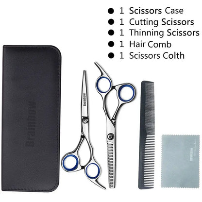 Brainbow 6''Hair Scissors Stainless Steel Hair Salon Trimmer for Home&Family Cutting Thinning Haircut Hair Styling Tools