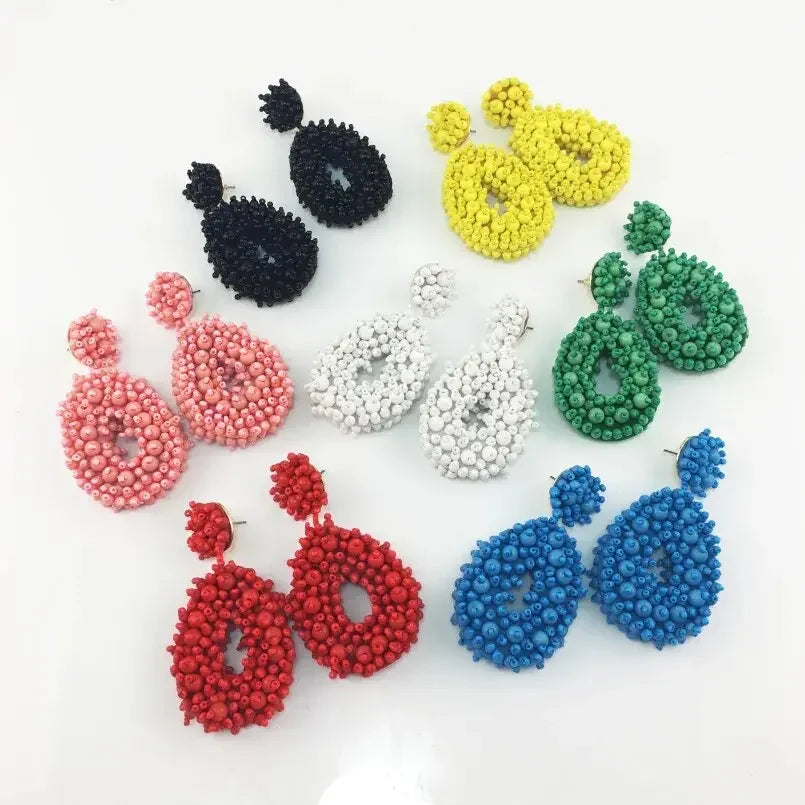 MANILAI Boho Fashion Beads Drop Earrings For Women Handmade Beaded Dangle Statement Earring Jewelry Gifts Wholesale - LUXLIFE BRANDS