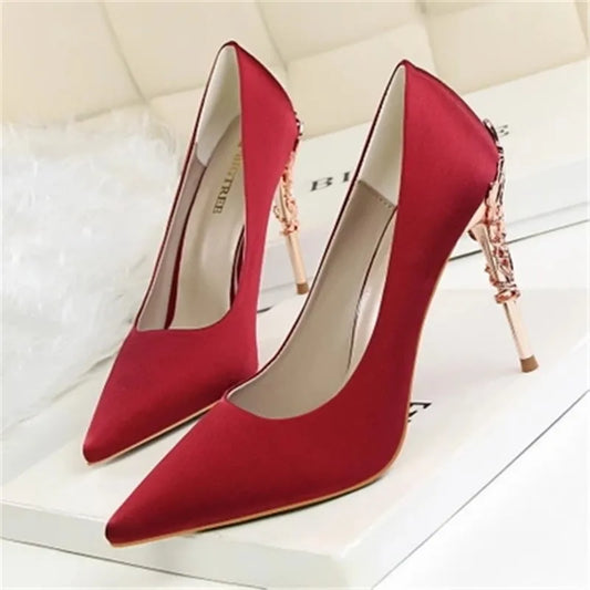 Luxury Women Heels Fashion Silk High Heels Shoes For Women Party Wedding Shoes Pointed Toe Heels Ladies Stiletto 9219-2 LUXLIFE BRANDS