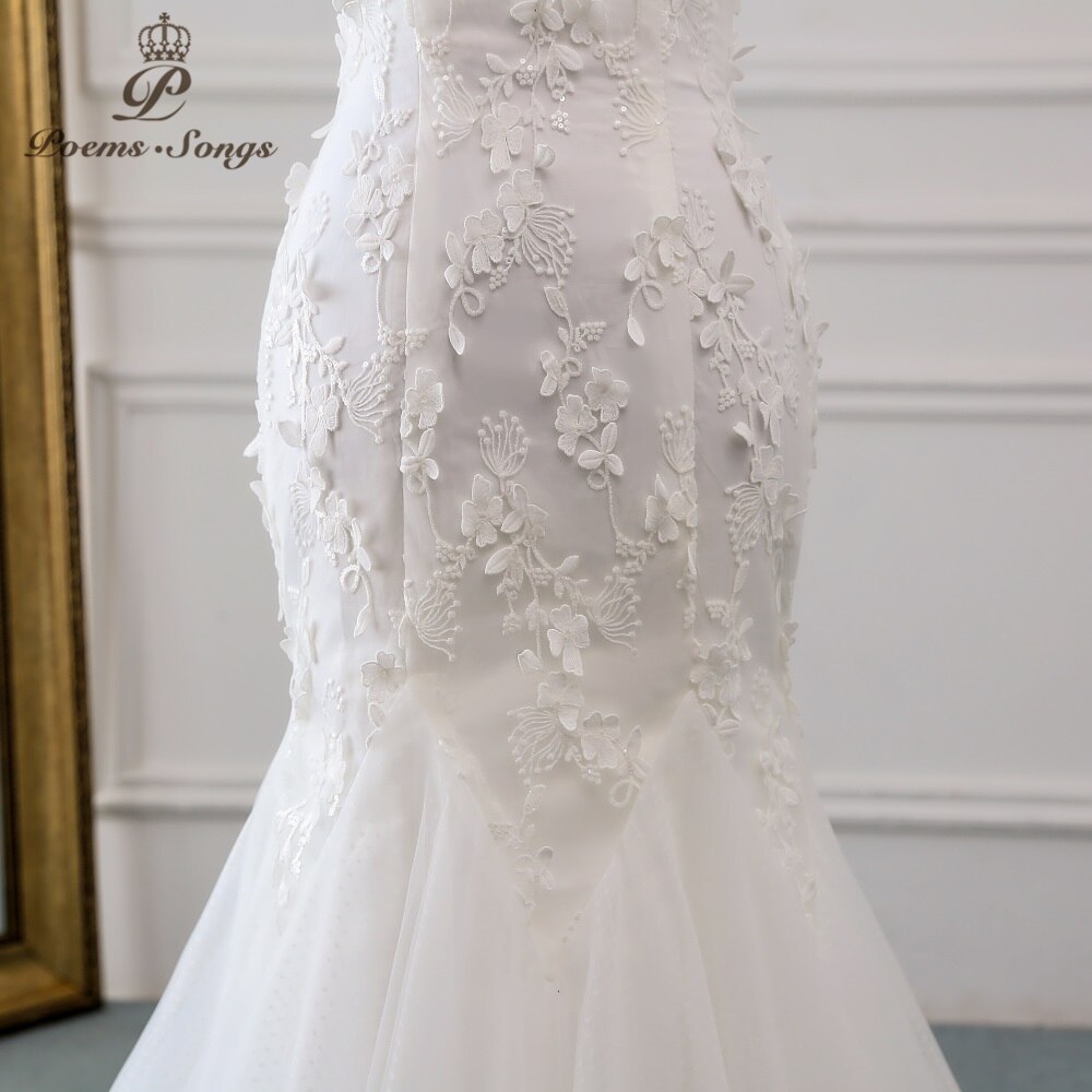 PoemsSongs New style beautiful three-dimensional flower lace wedding dress Vestido de noiva Mermaid dress robe de mariee