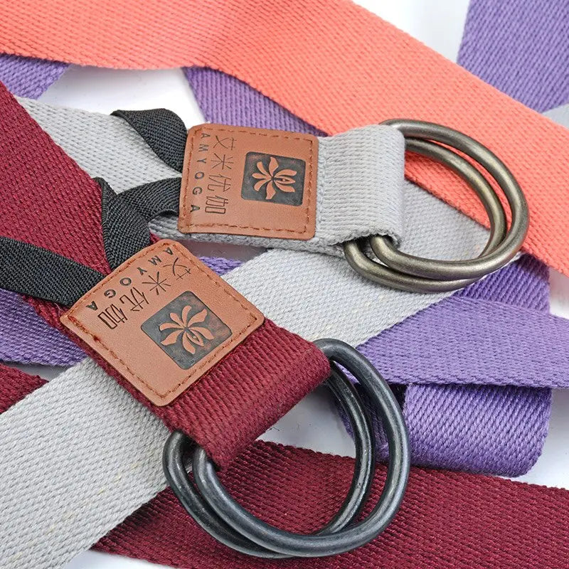 deluxe extra long cotton yoga strap with D-ring free shipping