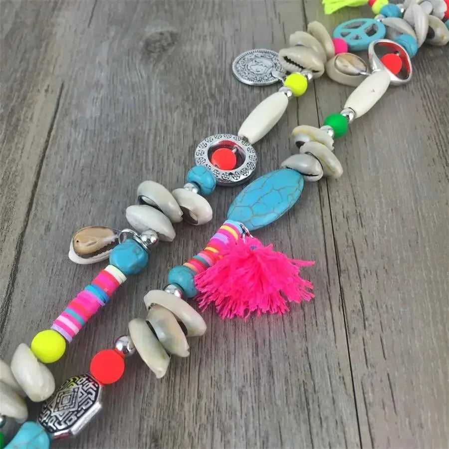 Handmade Women Long Necklace Boho Bohemian Necklace Accessories Colorful Vintage Ethnic Punk Style Fashion Jewelry - LUXLIFE BRANDS
