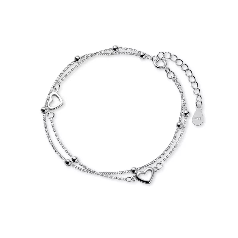 Romance 925 Sterling Silver Double Love Bracelet LUXLIFE BRANDS
