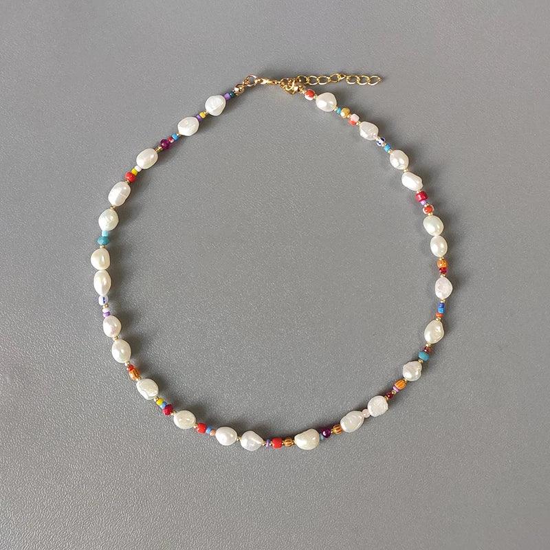 Boho Fashion Gold-Color Shell Necklace Natural Pearl Handmade Beautiful Necklace Women Baroque Jewelry Charm Statement Best Gift