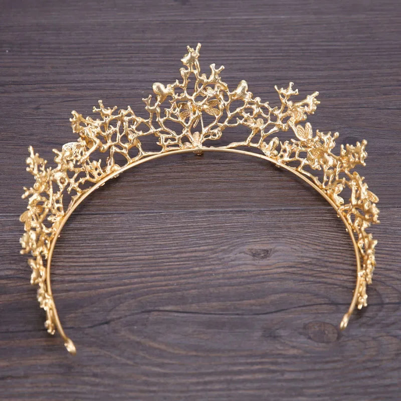 FORSEVEN Gold Color Tiaras Crown Baroque Style Bride Hair Jewelry Headpiece Shining Crystal Noiva Wedding Girls Hair Accessories LUXLIFE BRANDS