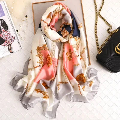Luxury brand hijab summer women scarves soft long print silk scarves lady shawl and wrap 2022 pashmina bandana beach stoles