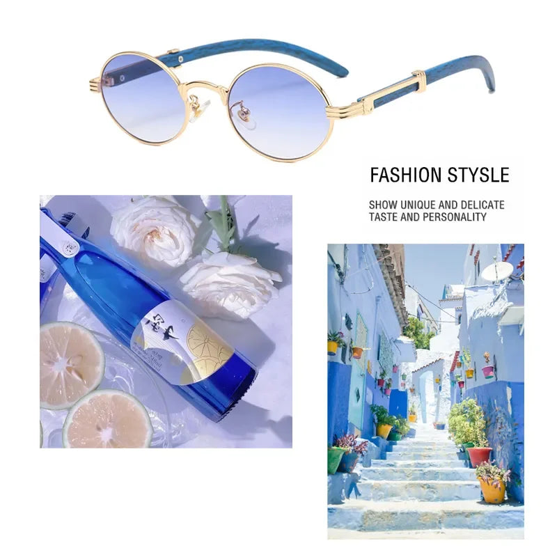 CATERSIDE 2022 Luxury Brand Designer Glasses Man Retro Classic Round Oval Sunglasses Men Fashion Popular Travel Wooden Shades LUXLIFE BRANDS