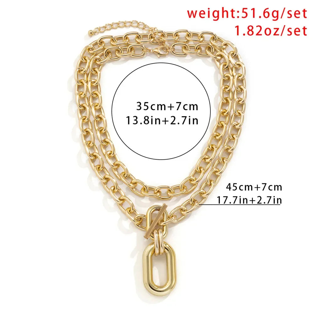 Exaggerated CCB Big Choker Necklace for Women Girl Hiphop Chunky Chain OT Buckle Necklace on the Neck Party Jewelry Gift 2022 LUXLIFE BRANDS