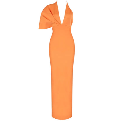 Orange Celebrity Evening Party Gown