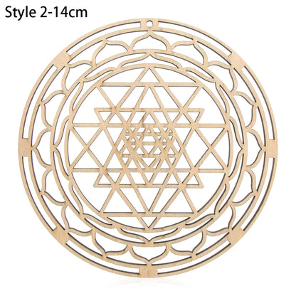 Chakra Flower of Life Natural Wood Coasters For Crystal Set