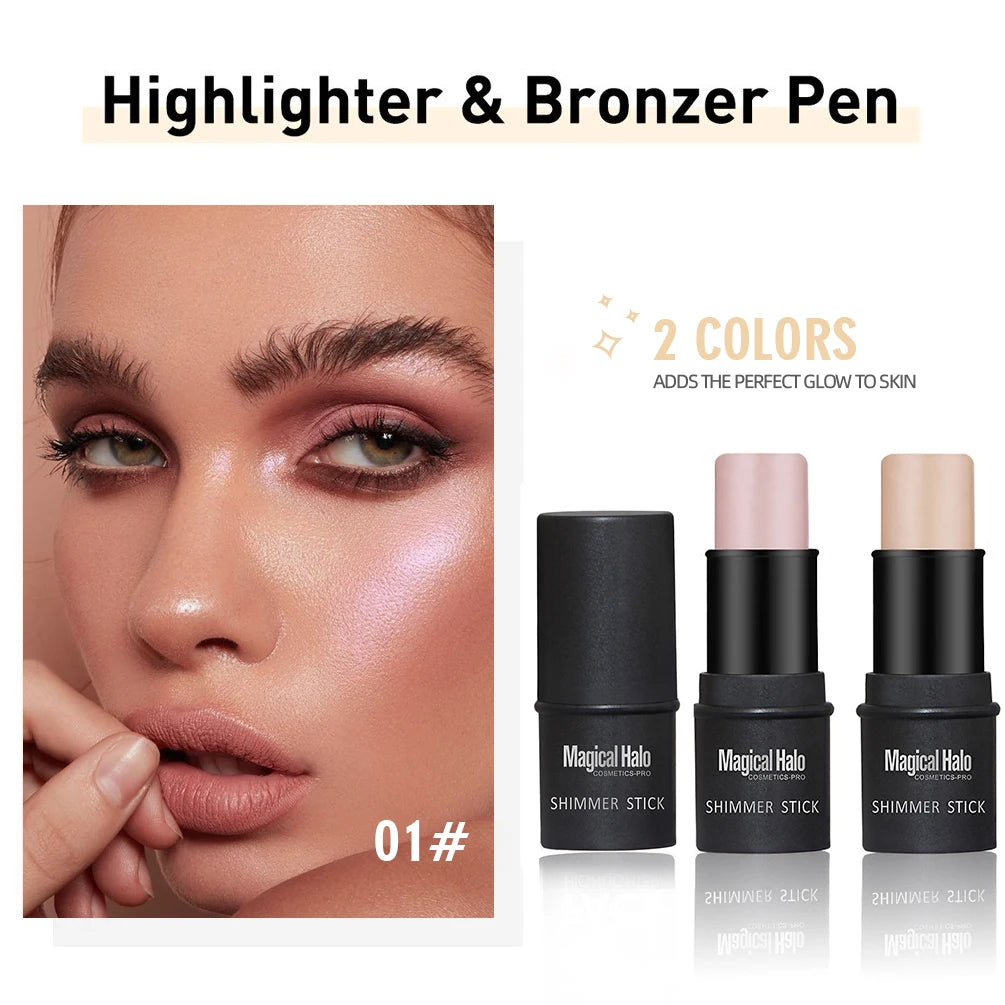 Magical Halo Highlighter Stick Makeup Glitter Contouring Bronzer For Face Shimmer Powder Highlight Corrector Contour Illuminator LUXLIFE BRANDS