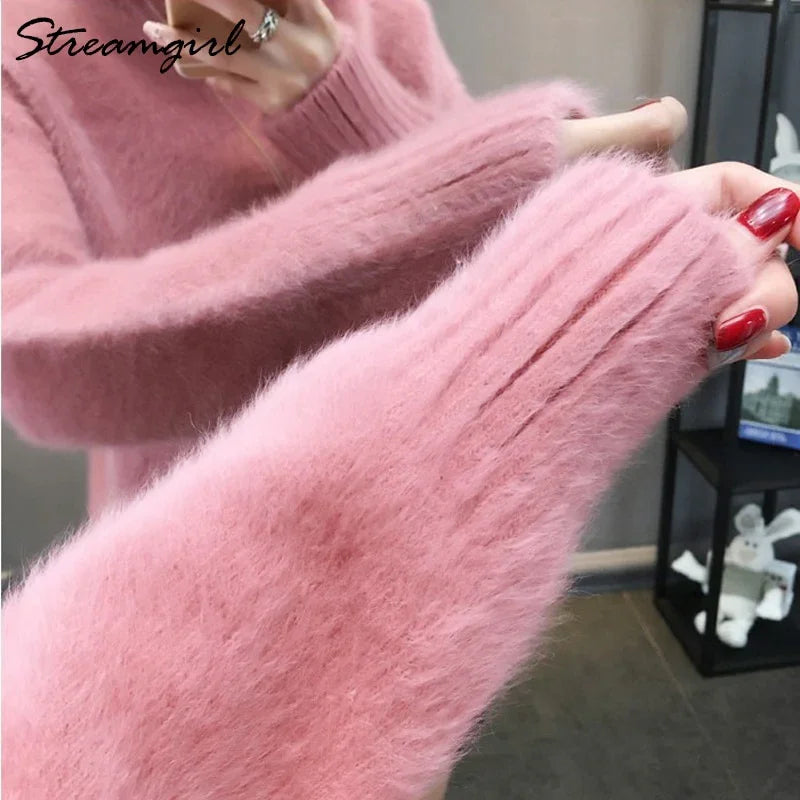 Thick Winter Sweater Women Warm White Turtleneck Fluffy Women's Jumper Winter Pull Sweaters For Women Knitted Sweater Woman 2021 LUXLIFE BRANDS