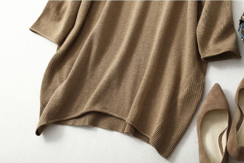 Women's 85% Silk 15% Cashmere Crew Neck Long Loose Type Pullover Top Sweater Dress LY001 LUXLIFE BRANDS