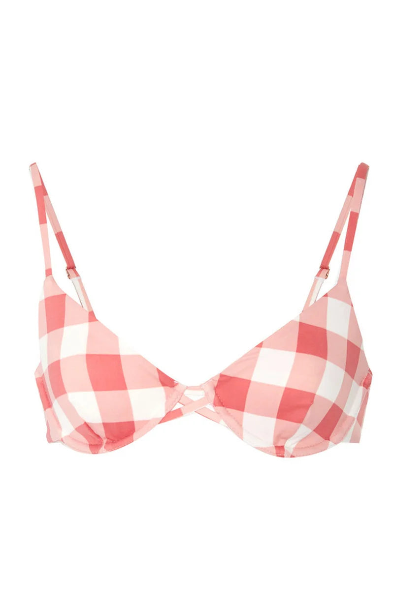 Gingham Plaid Mid Waist Bikini