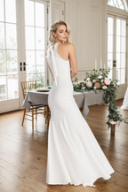 Haltered trumpet style Greece Goddess dress minimalist modern Satin wedding dress little white dress SelenaHuanStudio