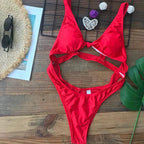 Sexy Cut Out One Piece Swimsuit Women Swimwear Thong Bathing Suit Black Red Green Swimming Beachwear Monokini Luxlife Brands