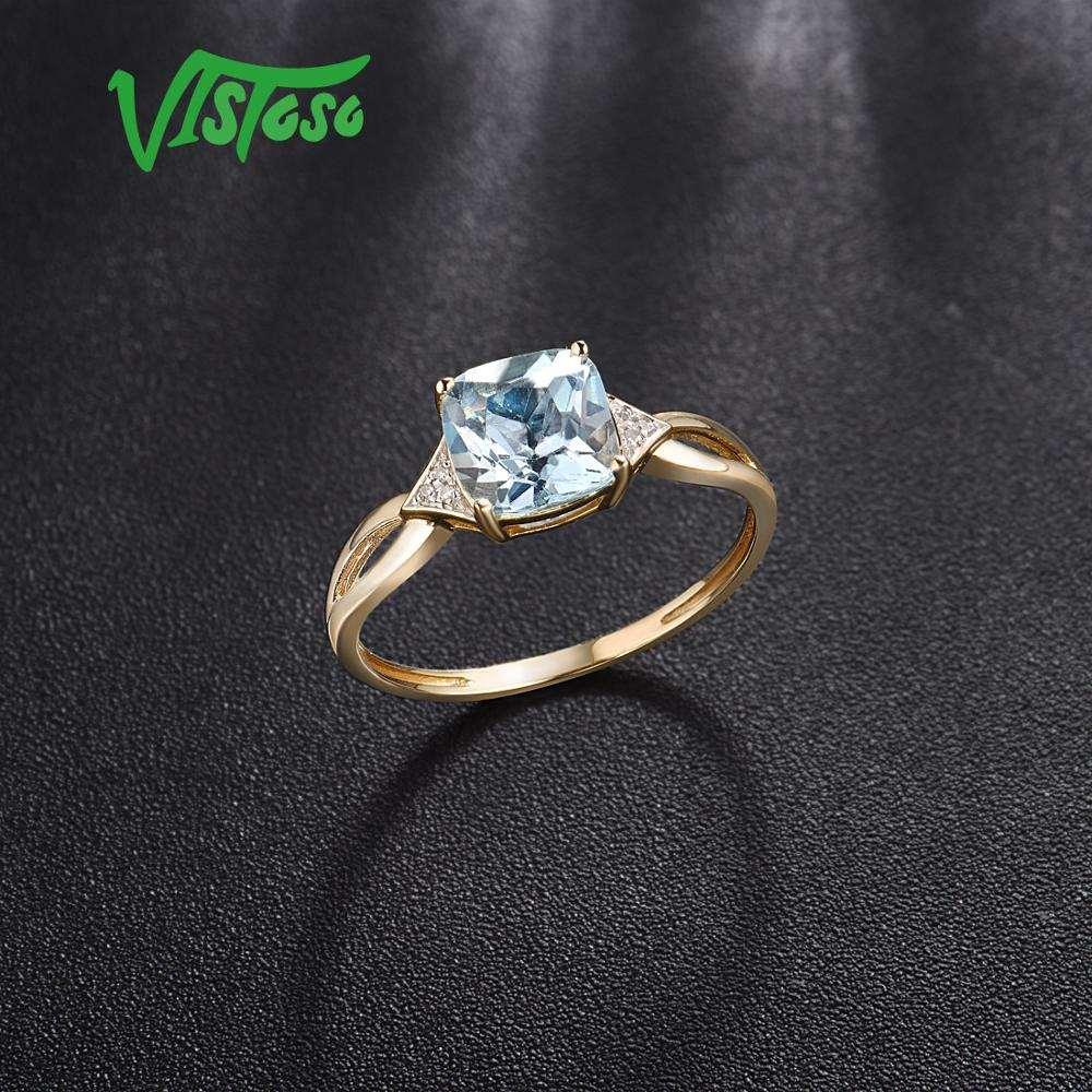 14K 585 Gold Blue Topaz Ring
