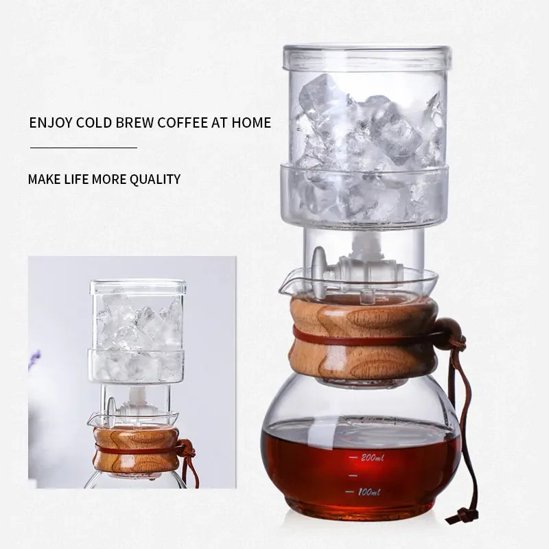 Practical Glass Coffee Kettle Coffee Dripper Pot Durable Cold Brew Pot Ice Dripper Coffee Pot About 400ml Creative Coffeeware LUXLIFE BRANDS