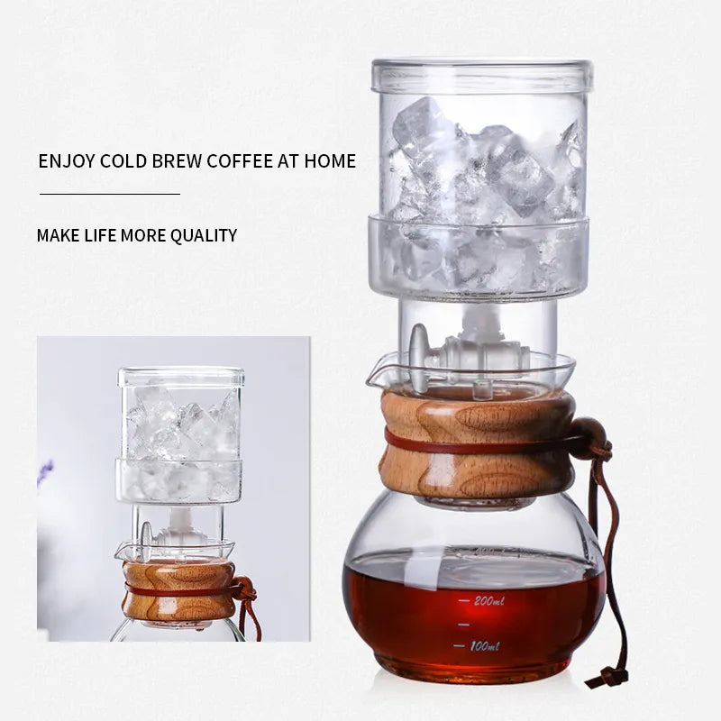 Practical Glass Coffee Kettle Coffee Dripper Pot Durable Cold Brew Pot Ice Dripper Coffee Pot About 400ml Creative Coffeeware LUXLIFE BRANDS
