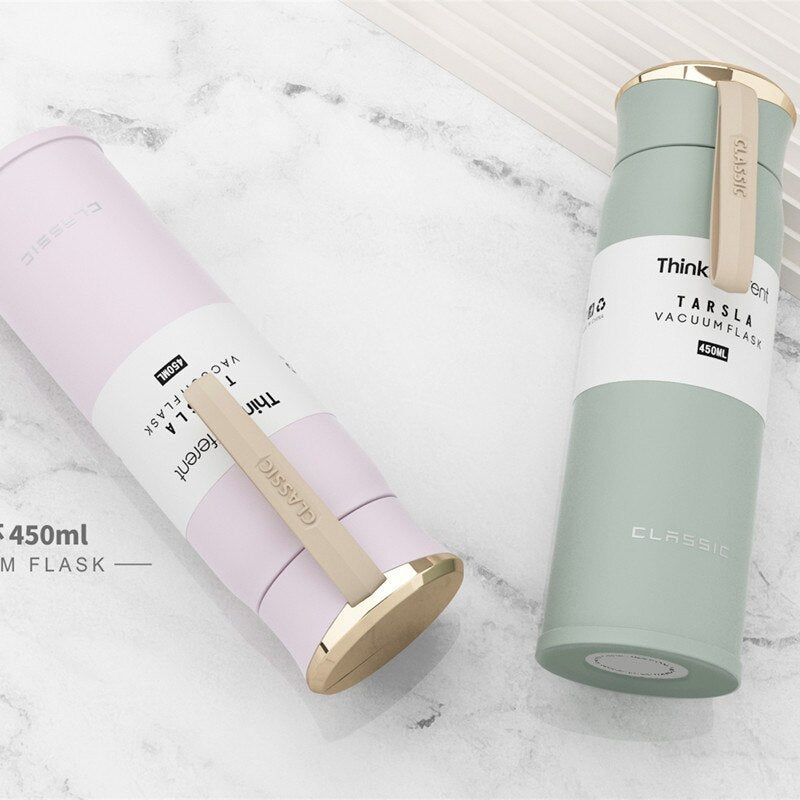 Fashion Insulated Cup Thermo Stainless Steel Vacuum Flask Portable Water Bottle Termos 450ml Travel Thermal Cup Eco-Friendly