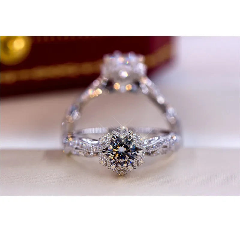 CC Wedding Rings For Women White Gold Plated Hollow Flower Cubic Zirconia Vintage Fine Jewelry Bridal Anniversary CC3135 Luxlife Brands