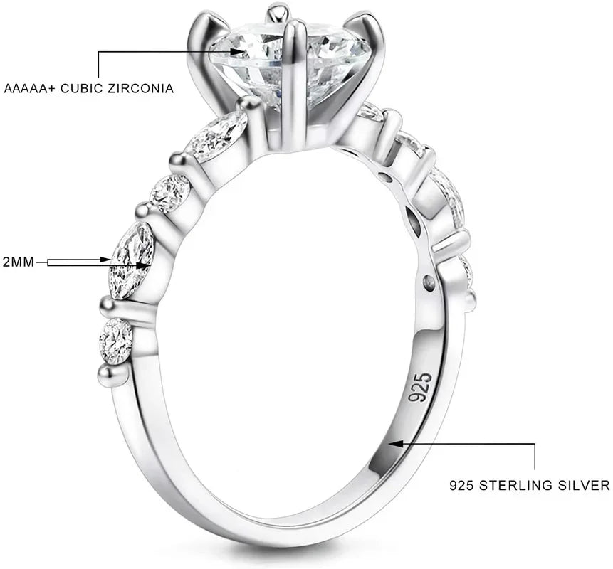 TIGRADE 3CT 925 Sterling Silver Ring Oval Cut Cubic Zirconia Engagement Rings Solitaire Halo Promise Ring For Women Size