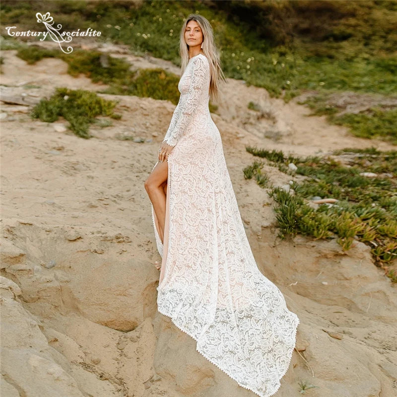 Beach Lace Boho Wedding Dress
