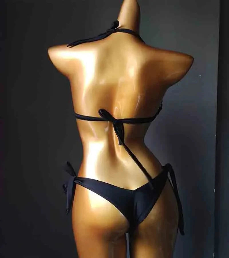 The Venus Vacation Deep-V Bikini – Luxe Rhinestone Embellished Showgirl Swim Set