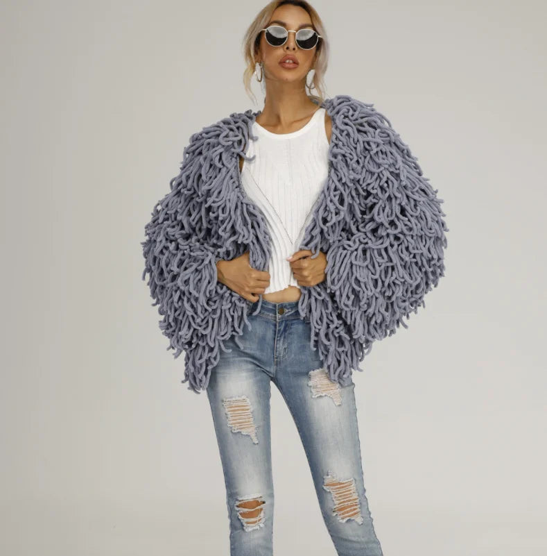 Women's Fringe Oversized Coat LUXLIFE BRANDS