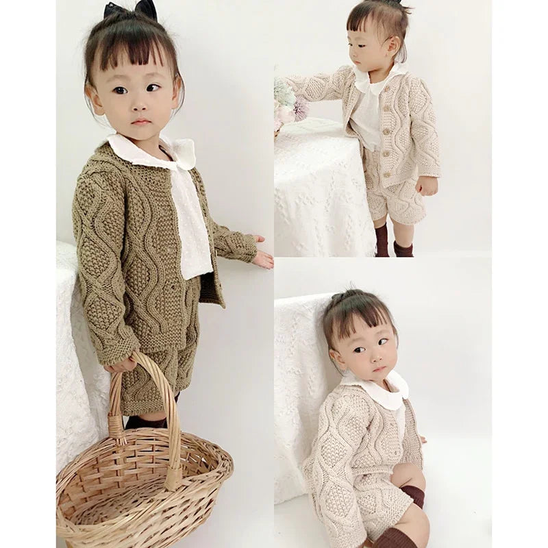 Toddler Baby Boys Girls Clothing Sets Fall Winter Cardigan Sweater+Shorts Infant Baby Girls Boys Knit Suit Korean Style LUXLIFE BRANDS